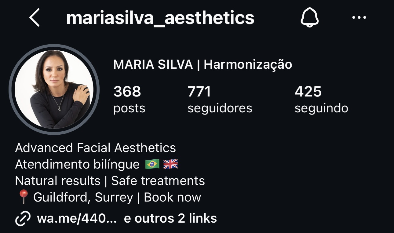 Maria Silva, conforme a fotografia de seu perfil no Instagram